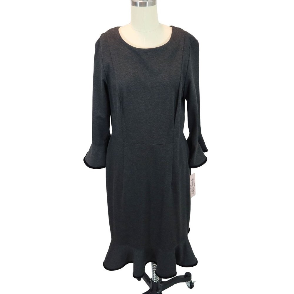NANETTE LEPORE Sizer 8 Moody Treasures Velvet Trim Bell Sleeve Sheath Dress NWT